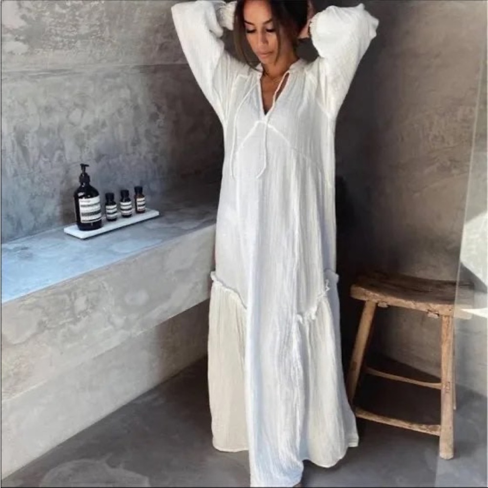 H&M gauze v neck dress